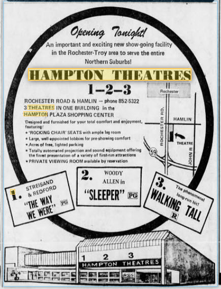 Hampton 4 Theatres - Grand Opening Jan 11 1974